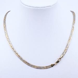 Halskedja Flätad Trefärgat Guld 18K 9,0g Längd 42cm Bredd 4mm