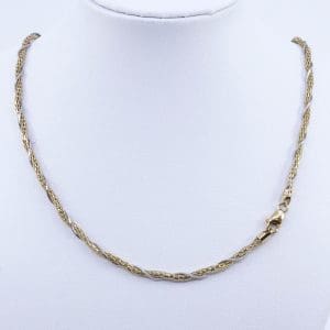 Halskedja Tvåfärgat Guld 18K 8,2g Längd 46cm Bredd 3mm