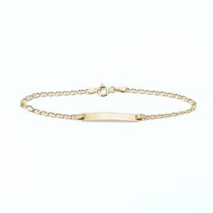Armband Guld 18K 2g Längd 16cm Bredd 2-4mm med gravyrplatta