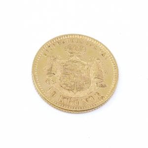 Guldmynt 21,6K (90%) 4,5g - Sverige 10kr - Oscar II
