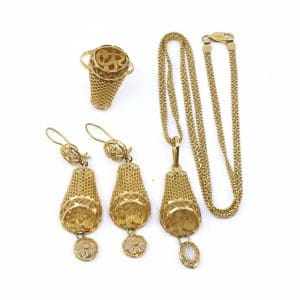 Smyckesset Guld 21K 21,2g - Halskedja, Hänge, Ring & Örhängen