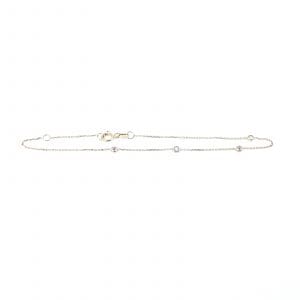 Armband ankar Guld 18K 0,6g Längd 17,5-19,5cm Bredd 1mm med 4 integrerade stenar