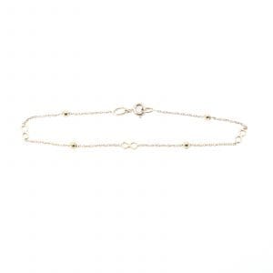 Armband ankar Guld 18K 1,1g Längd 18cm Bredd 1mm med integrerade evighetstecken och kulor