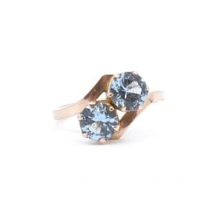 Ring Roséguld 14K 3,1g Ø16,75 med ljusblå stenar