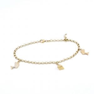 Armband Ankar Guld 18K 3,6g Längd 20,5cm Bredd 3mm med berlocker