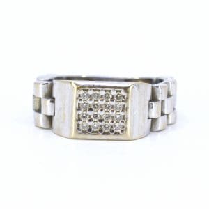 Ring Flexibel Vitguld 18K 8,5g Ø18,75 med diamanter 16x ca 0,01ct - Defekt