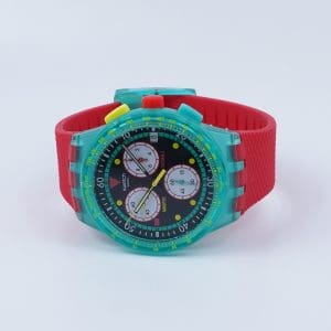 Armbandsur Swatch Neon Emerald Kronograf Plast Ref: SUSG102-6000 Längd 16-22cm Boett 42mm