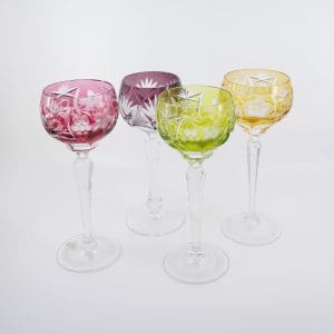 4 stycken glas, slipad kristall höjd: 20-20,6cm