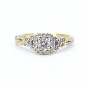Sidostensring Guld 18K 4,8g Ø19,50 med diamanter 1x ca 0,40ct & 23x ca 0,01ct - Defekt
