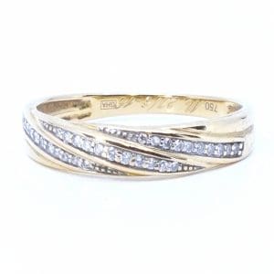 Ring tvåfärgad Guld 18K 2,8g Ø18 med diamanter 30xca0,006ct skev