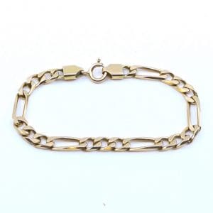 Armband Figaro Guld 18K 14,6g Längd ca18,3cm Bredd 5mm, skevt lås, tydliga lödningar