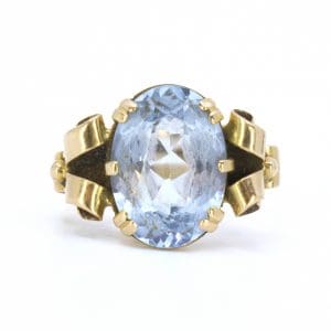 Ring Guld 18K 4,8g Ø16,25 med blå sten