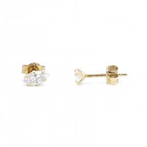 Örhängen Guld 18K 0,5g Höjd 6,1mm Diameter 3,5mm med navetteslipade stenar
