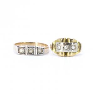 Ringar 2st Guld / Vitguld 14K 6,1g Ø16,75-18,50 med stenar
