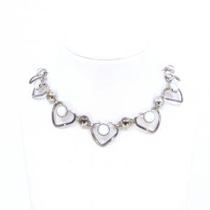 Collier Hjärtan Silver S830 23,2g Längd 40cm Bredd 6-13mm med stenar