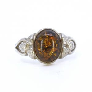 Ring Silver S925 2,1g Ø17 Bredd 2-11,5mm med sten & bladdekor