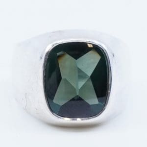 Klackring Silver S925 8,4g Ø18 med grön sten