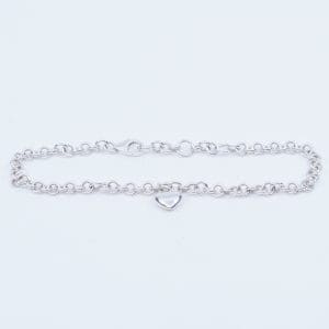 Armband ärtlänk Silver S925 4,9g Längd 17,5-18,5cm Bredd 3mm med hänge hjärta