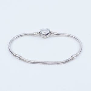 Armband Pandora Silver S925 15,4g Längd 19cm Bredd 3mm med lås hjärta