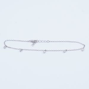 Armband ärtlänk Silver S925 1,1g Längd 17,5-19,5cm Bredd 1mm med 5 berlocker med sten
