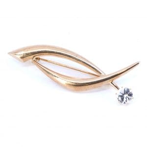Brosch Guld 14K 1,8g Bredd 43mm Höjd 13mm med sten