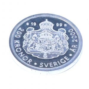 Mynt Silver S925 27,4g Kung Carl XVI Gustaf och Kronprinsessan Victoria År 2000