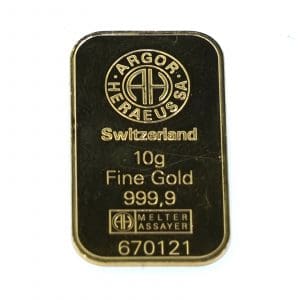 Tacka 24K 10,0g Argor Heraeus Melter Assayer no. 670121