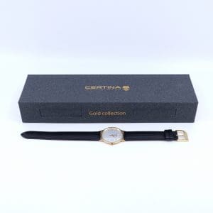 Armbandsur Certina Guld 18K totalvikt 28,8g Boett 33mm kvarts med datum nyskick i kartong