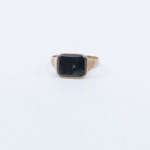 Investeringsguld 18K 5,1g, klackring med svart sten