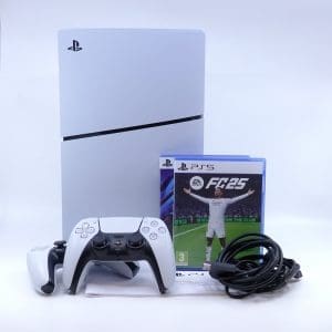 Spelkonsol PS5 slim med disk modell CFI-2016 med två handkontroller + 2 st spel i originalkartong