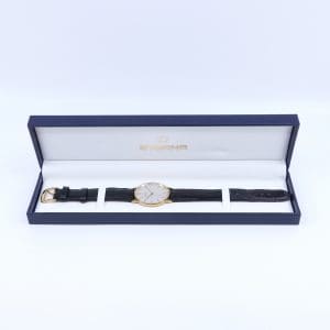 Armbandsur Eterna Guld 18K Boett 33mm kvarts safirglas datum med läderarmband i ask