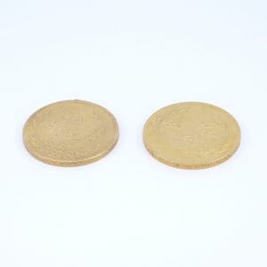 Investeringsguld myntliknande föremål 2st 21K 71,4g Ø34,8mm