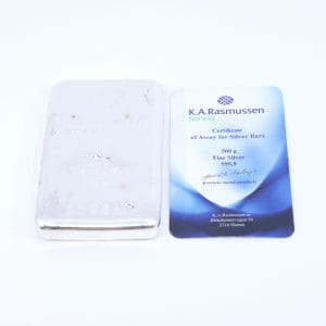 Investeringssilver S999 500,2g Tacka K.A Rasmusen snr B002582