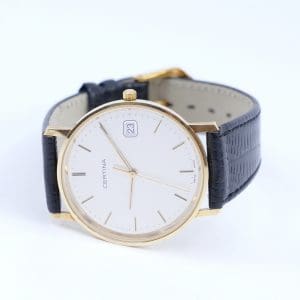 Armbandsur Certina Guld 14K Boett 33mm kvarts datum safirglas med läderarmband