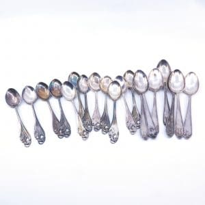 Investeringssilver S830 229,2g 19 Kaffeskedar olika modeller, graverade