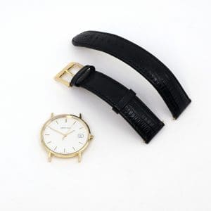 Armbandsur Certina 18K graverad, Boett 34mm, quartz, datum, läderarmband brv 28,7g