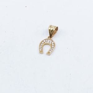 Hänge Guld 18K 1g Bredd 9mm Höjd 18mm, hästsko med stenar