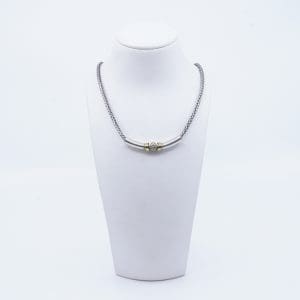 Halskedja Silver S925 16,9g Längd 43cm Bredd 3mm innehåller guld och sten