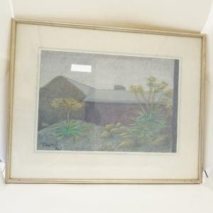 Grafiskt blad "Stengaveln" otydlig signatur inramad höjd 48cm bredd 60cm, motiv 30x44cm