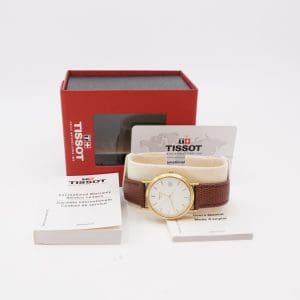 Armbandsur Tissot  Guld 18K Boett 33mm quartz datum graverad boett med läderarmband
