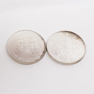 Mynt 2st S925 54g Konung Carl XVI Gustaf Drottning Silvia 1976 nom.50kr