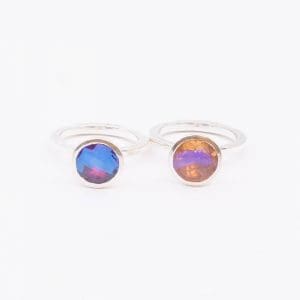 Ringset Kum Kum Silver S925 10g Ø18 med lila och orange sten