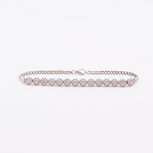 Armband Vitguld 14K 5,9g Längd 18,5cm Bredd 2-4mm med vita stenar