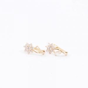 Örhängen Guld 14K 0,8g Höjd 11mm med vita stenar