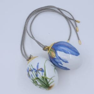 Porslinsägg 2st Påskprydnad för ris "Iris" Royal Copenhagen Denmark, i originalkartong