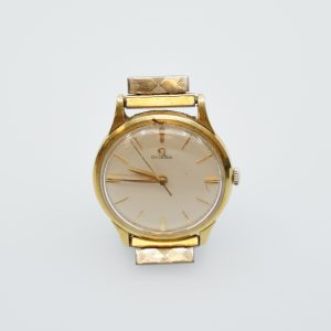 Armbandsur Omega Guld 18K Boett 34mm Automat Plastglas repigt Bucklig baksida Gravyr