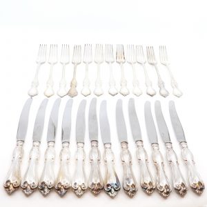 Matsilver - bestick 24st S830 1331,3g modell Olga, Matknivar 12st & Matgafflar 12st