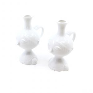 Vaser 2st Rosenthal Bjørn Wiinblad Romanze H:14,5cm porslin mönster i relief stämpel undersida