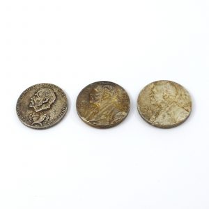 3 st jetonger, Alfred Nobel, förgyllt silver S925