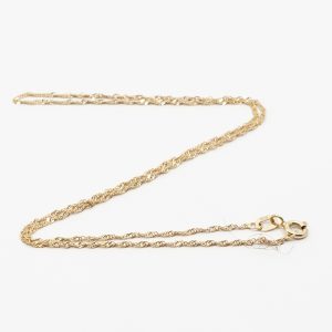 Halskedja Singapore Guld 09K 0,9g Längd 38cm Bredd 1mm